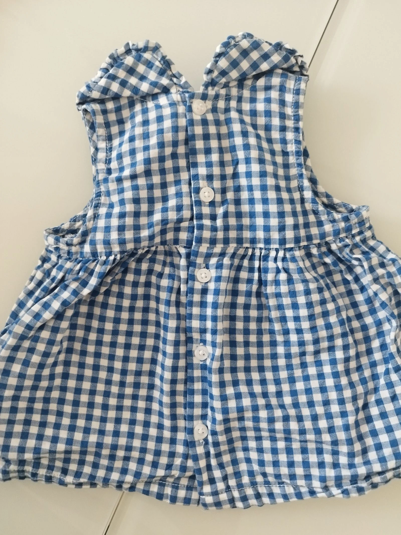 Vestido de bebe verano con cuadros blancos y azules  – photo 4